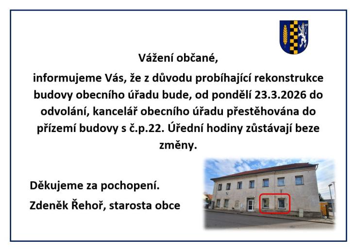 Upozornění na&nbsp;změnu působiště OÚ